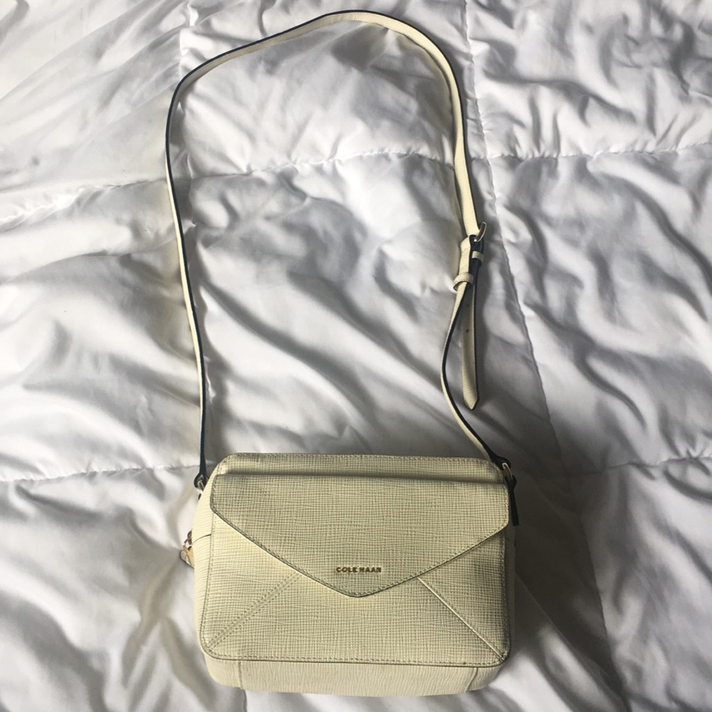 Cole Haan White Leather Crossbody Camera Bag